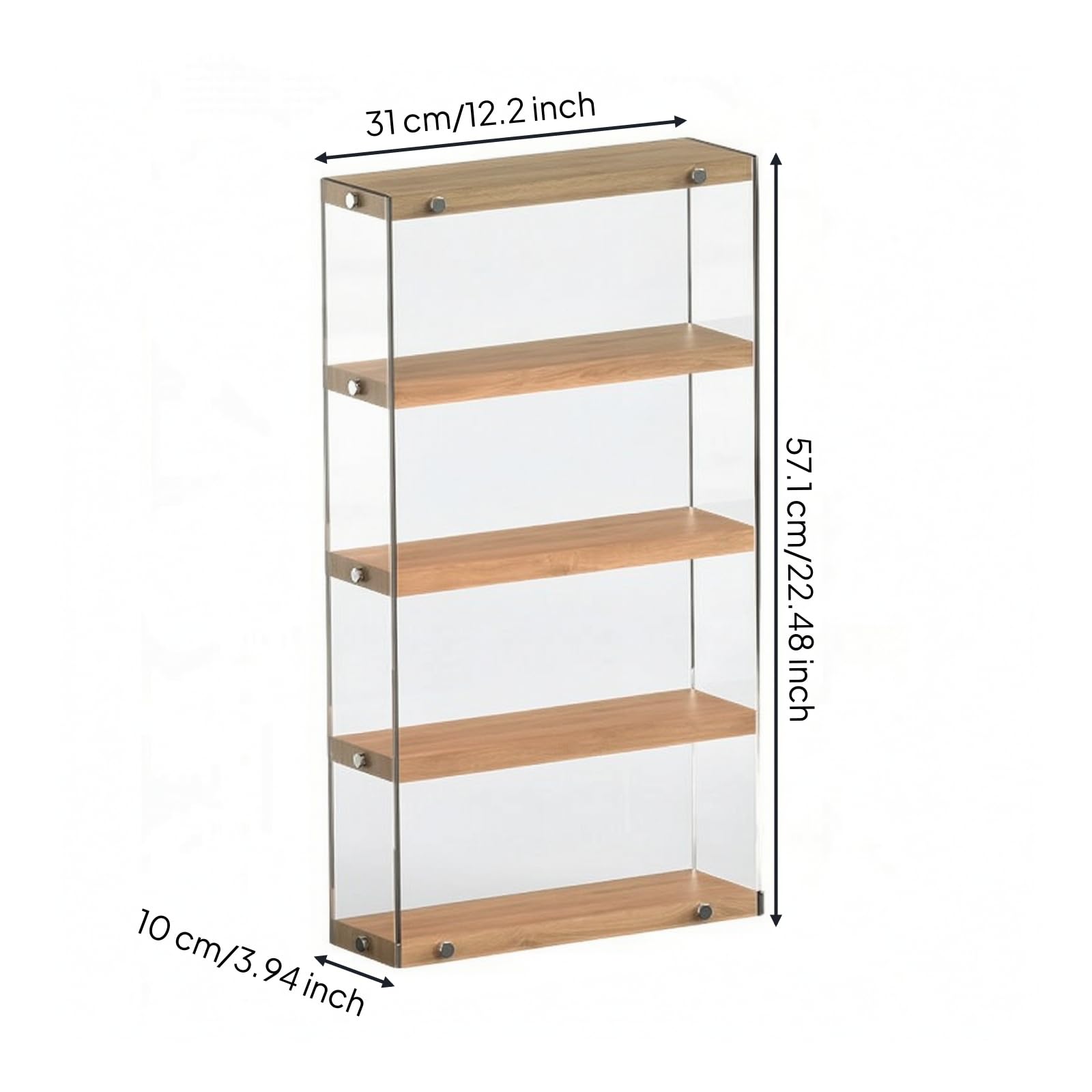Colcolo Display-Schrank mit Holzmasungsböden Staubdicht Sammelfigurenschrank mit Staubschutz Acrylvitrine für Puppensamml, Regal , 30CM , 4-Stufig