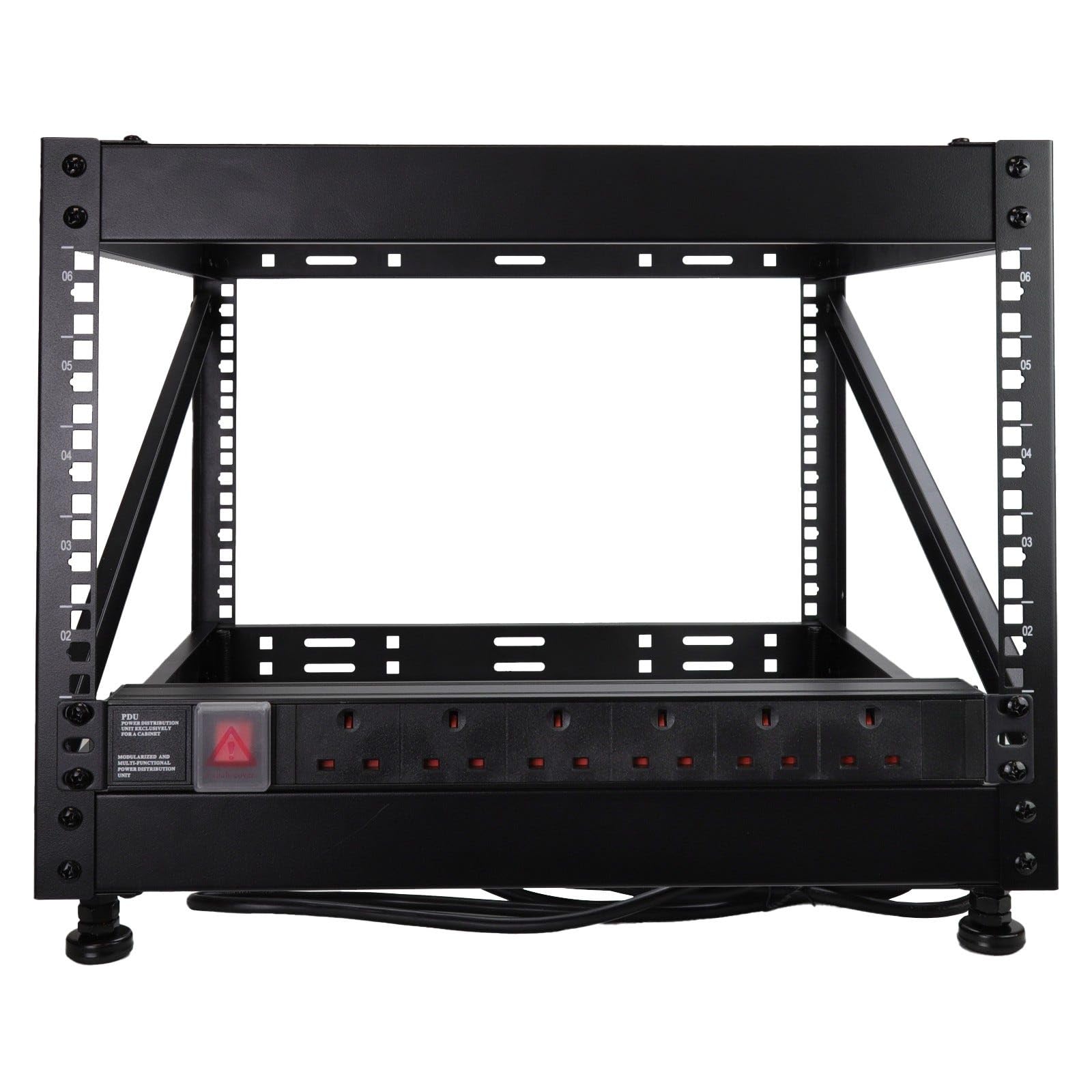 kenable Rack Abierto 19 Pulgadas 6U para Equipos de Red y Servidores - Armario de Datos Montaje en Suelo o Escritorio - Profundidad 482mm - Acero con Recubrimiento en Polvo
