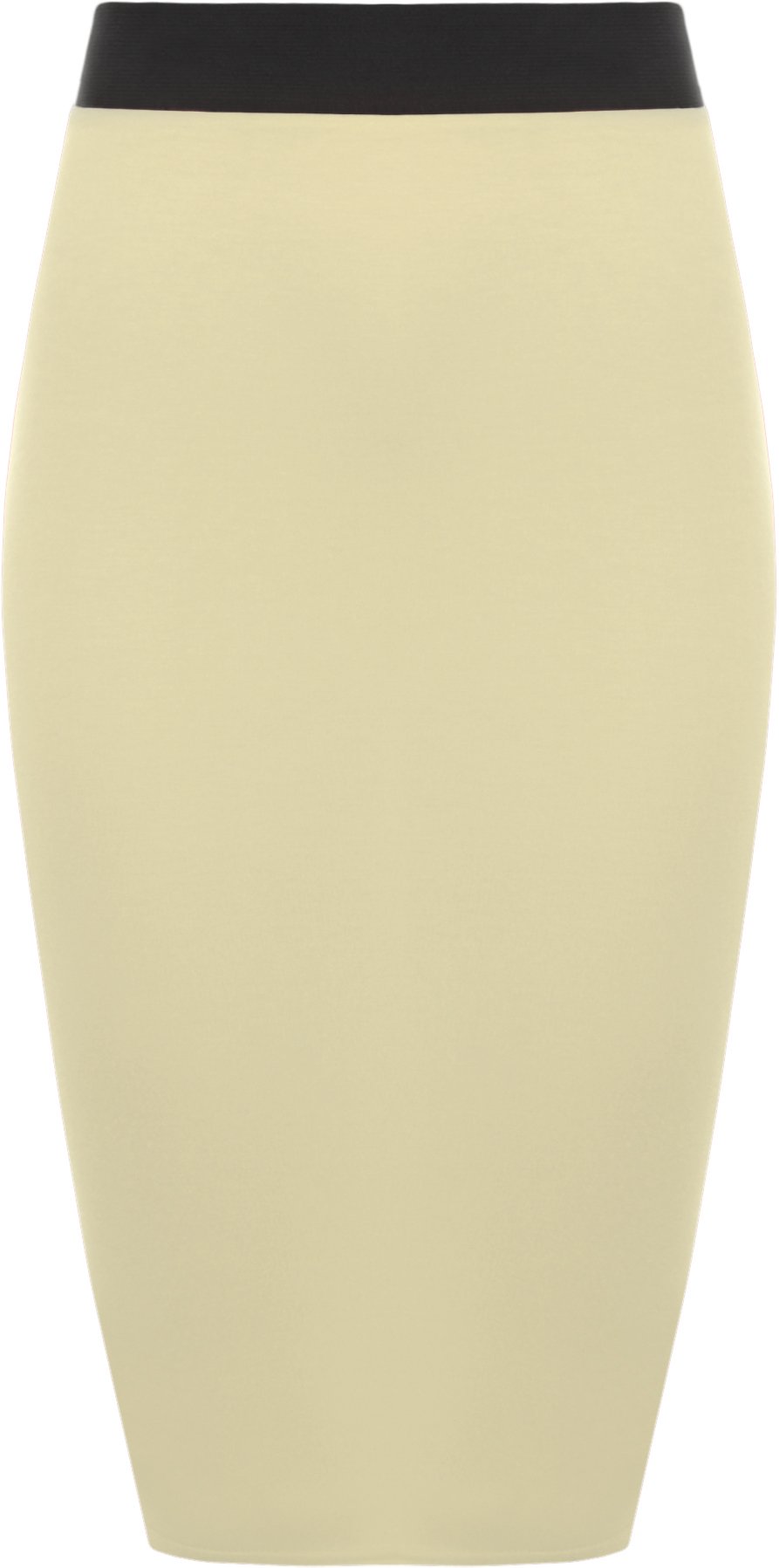Wearall Women's Cream Plus Size Elasticated Plain Jersey Knee Length Skirt - 24-26