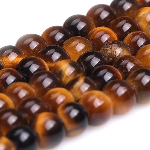 Miniatura 9 de JOE FOREMAN Cuentas espaciadoras redondas de piedra natural de ojo de tigre amarillo esmerilado mate sin pulir de 0.236 in para hacer joyas, hebras