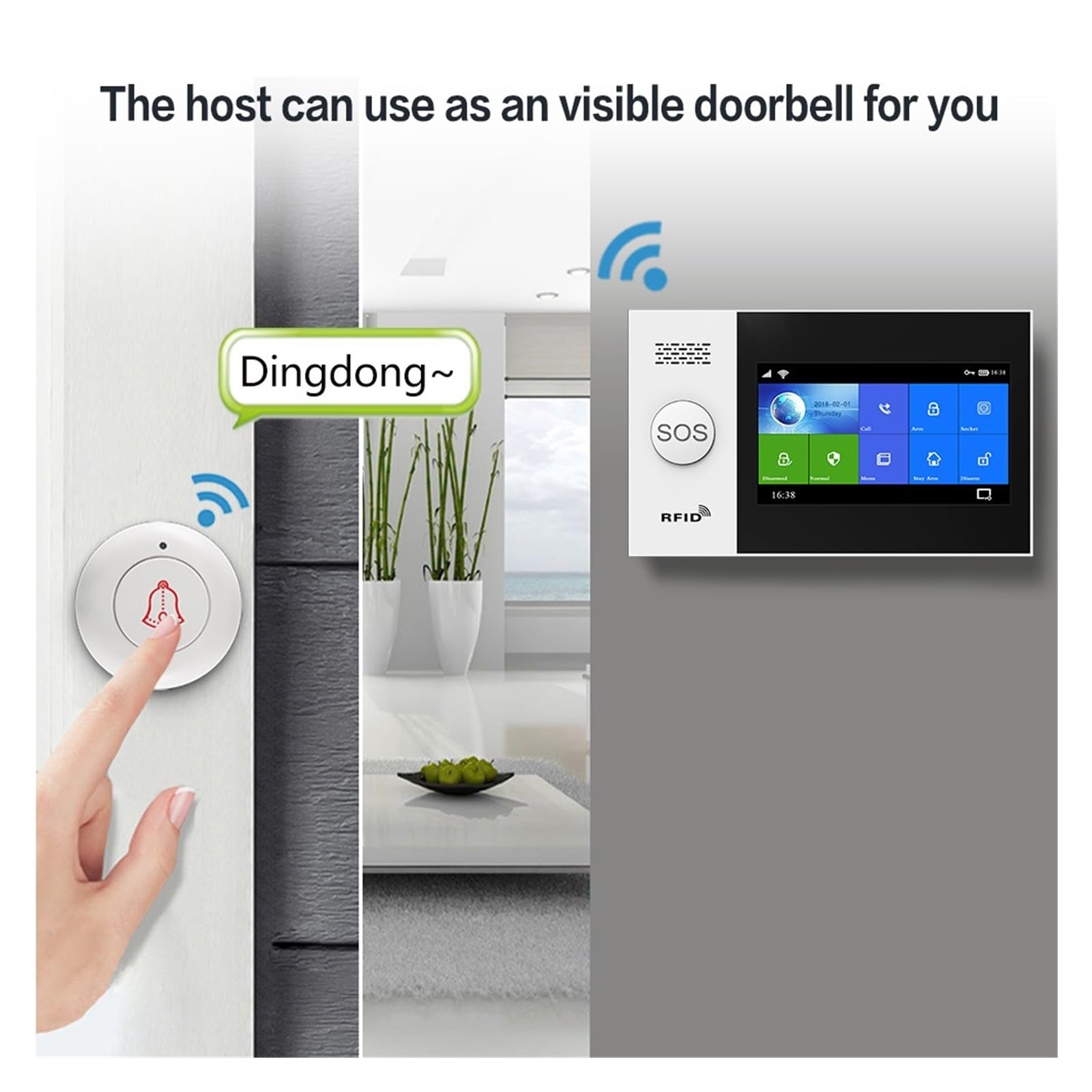 Alarmas para casa, gsm Protección De Seguridad For El Hogar De Alarma Inteligente Pantalla Táctil Kit Antirrobo Aplicación Móvil Control Remoto Brazo Y Desarmar(W4B5)