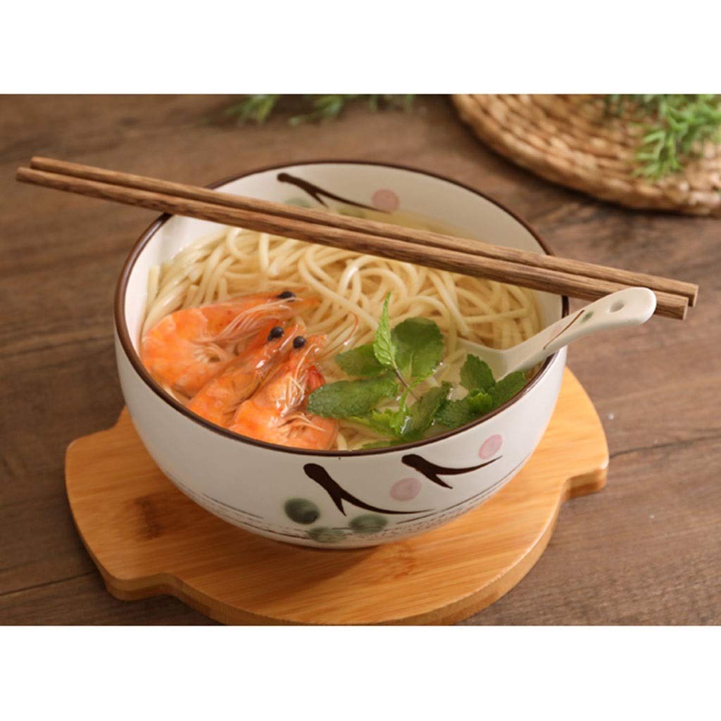Bol En Céramique Avec Couvercle Bol De Ramen De Style Japonais Bol De Restaurant Chinois Bol De Soupe Grand Bol De Riz Avec Cuillère, Baguettes (Color : Blanc, Size : B)