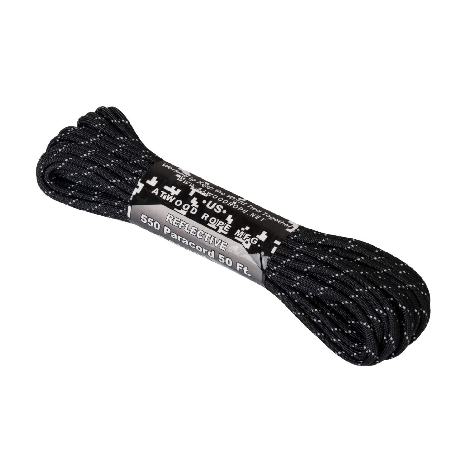 Helikon-Tex 550 Paracord Reflective (50ft) - Nylon Black