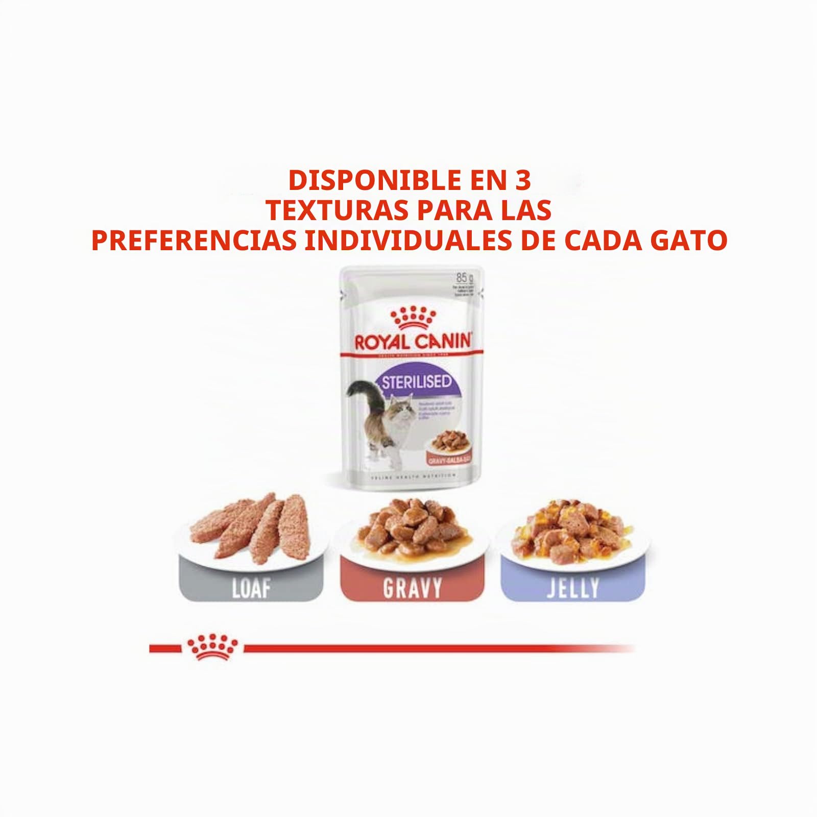 Royal Canin Feline Sterilised | Paquete de 4 | 4 x 12 x 85g | Alimento Completo para Gatos Adultos esterilizados | Trocitos en gelatina | A Partir del 12º Mes