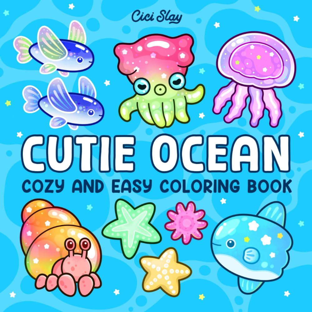 Cutie Ocean: Bold and Easy Coloring Book for Adults and Kids Featuring Sea Life and Ocean Animals for Relaxation and Stress Relief (Easy & Bold)