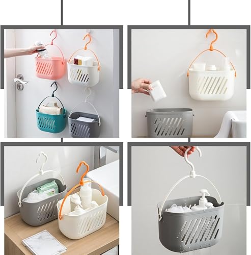 Miniatura 6 de 2 unidades de plástico para colgar la ducha, organizador portátil de ducha para dormitorio universitario, baño, viajes, gimnasio y campamento (gris)