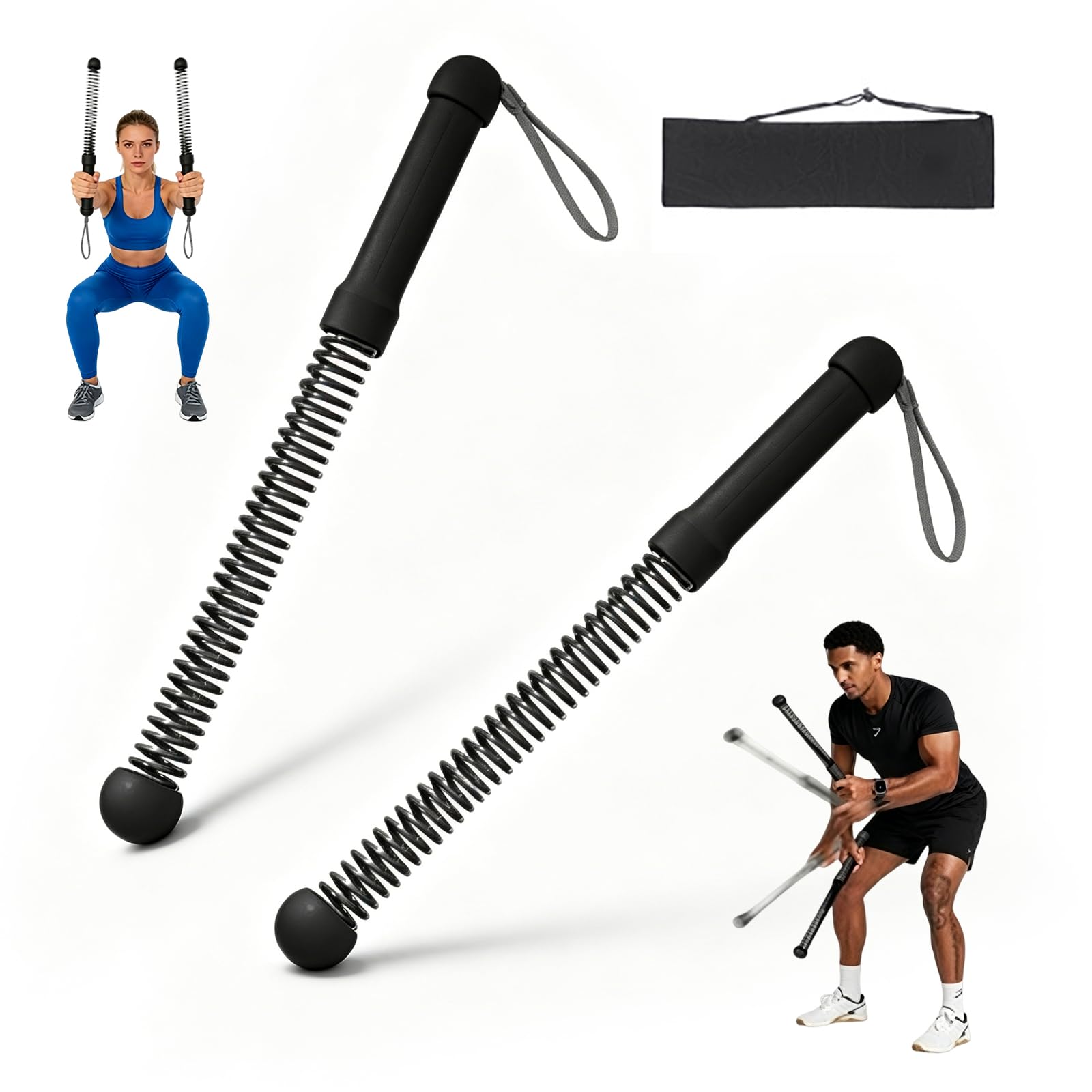 2 corde da combattimento senza corda: corde ponderate portatili senza corda, corda da allenamento, corda da combattimento senza corda per palestra e allenamento a casa, cardio e esercizi di