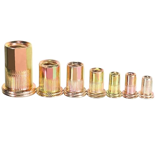 Miniatura 9 de DICASAL - Juego de tuercas de remache, 150 piezas M4 métricas de cabeza plana roscada, kit de tuercas remachables de acero al carbono chapado en