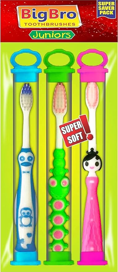 BigBro Kids Toothbrush Extra Soft Bristle with Cover Cartoon Shape Designer Fancy For Children For Boys and Girls (Ages 2+) (Super Saver) (1 Piece)