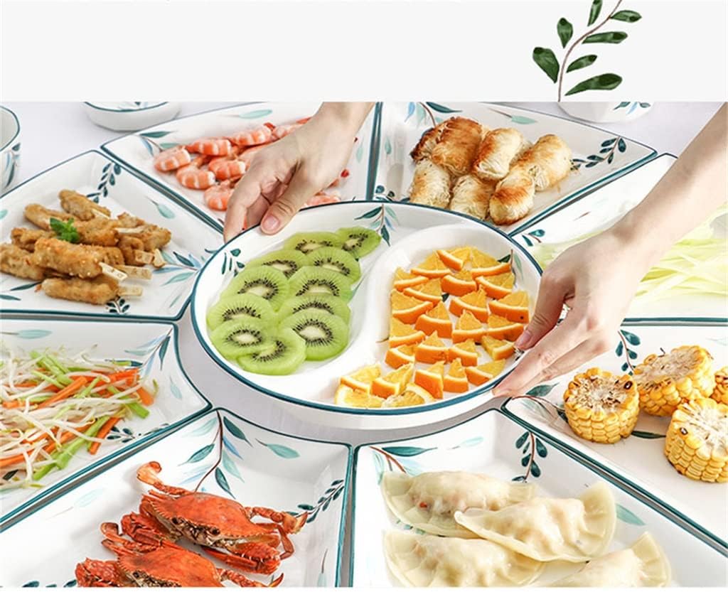 Ceramic Tableware Set Platter Combination Tableware Dinner Plate Saucer Soup Pot (D As Shown)