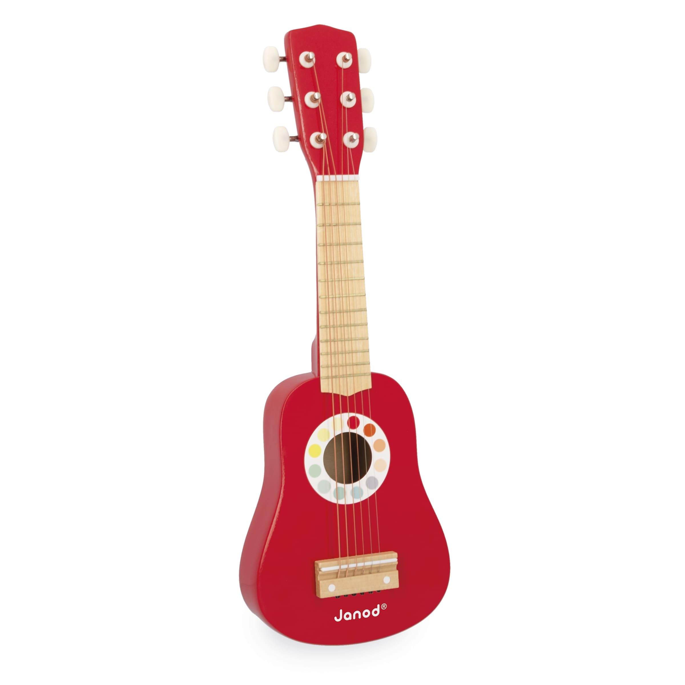 Janod - Confetti - Mi Primera Guitarra en Madera - Juguete de Imitación y Estimulación del Talento Musical - Desde Los 3 Años, J07628