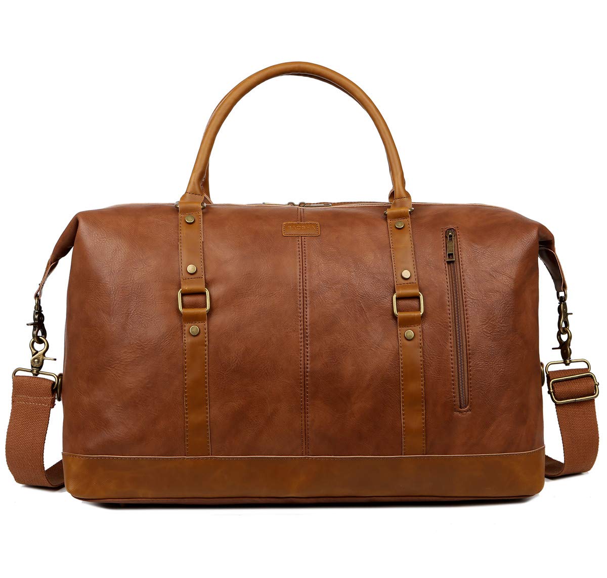 BAOSHA Groß Herren PU Leder Reisetasche Handgepäck Männer Tragetasche Travel Duffel Carry On Bag Weekender Tasche für Reise am Wochenend HB-14 (Braun)