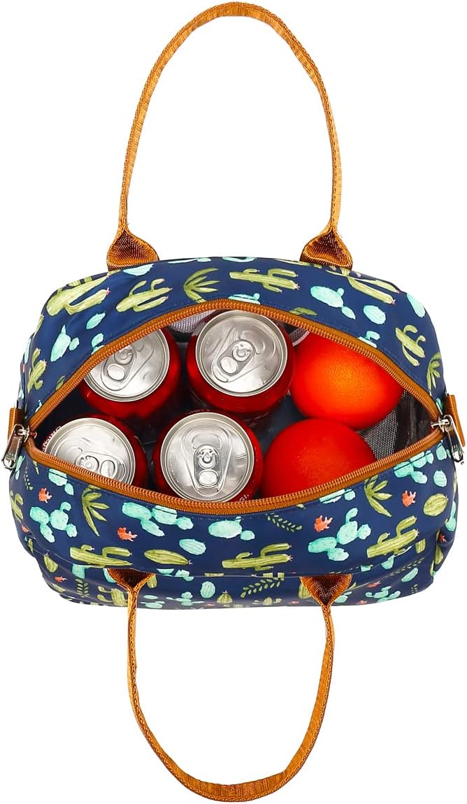 FlowFly Insulated Lunch Bag With Shoulder Strap for Women, Men, and Kids, Large and Reusable, Handle, Freezable Work and School Travel Tote and Meal Prep Organizer,Cactus - Image 7