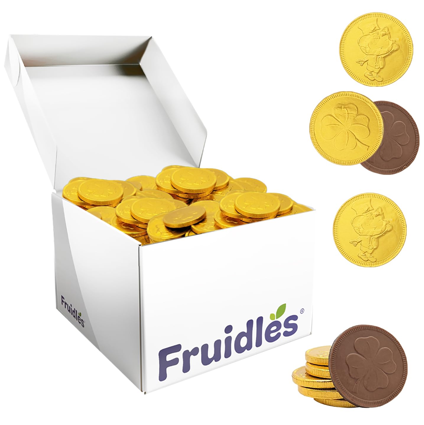 Fruidles St. Patrick's Day Chocolate Coins Lucky Gold Coins Foils, Belgian Milk Chocolate Coins Bag Nut-Free (200-Pack)