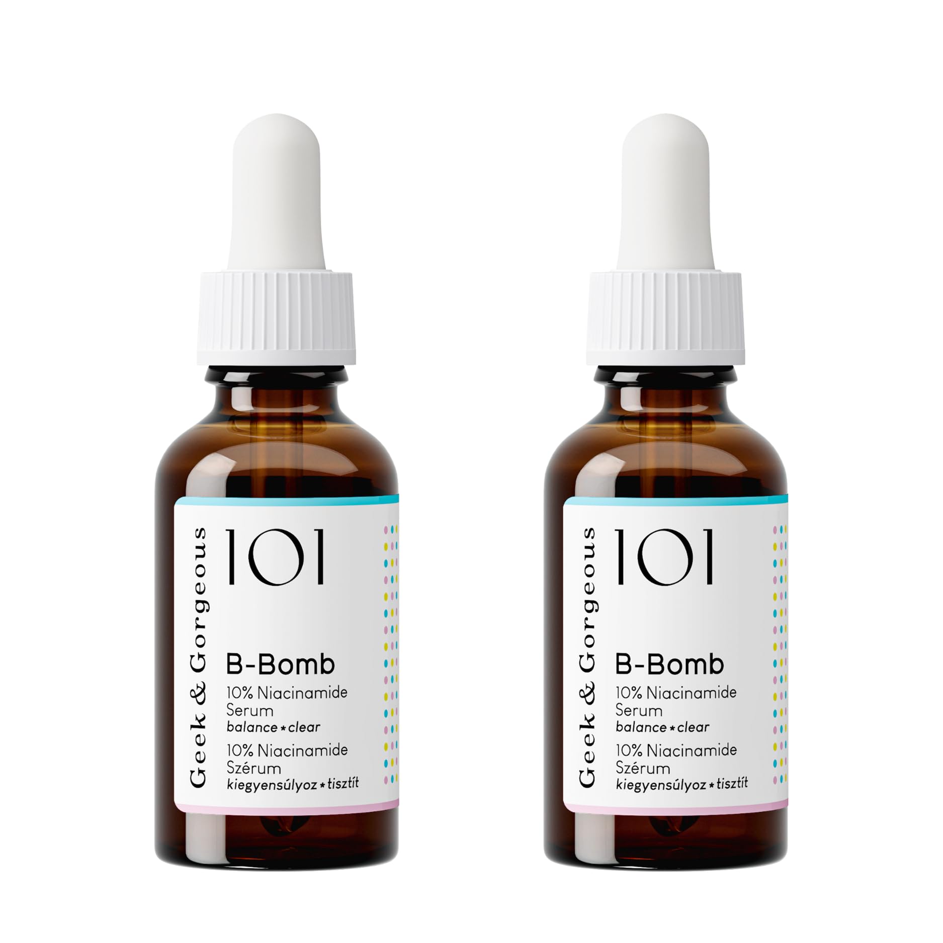 Geek & Gorgeous B-Bomb Duo Pack – 10% serum niacynamidowe o wysokiej dawce – uszlachetnia pory, redukuje zanieczyszczenia i reguluje produkcję łoju – idealne do skóry mieszanej i tłustej – 30 ml x 2