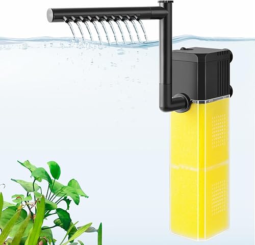 Miniatura 8 de FEDOUR Filtro sumergible para acuario de 10 W, 15 W, 20 W, filtro interno silencioso para tanque de peces con barra rociadora, potente filtro de
