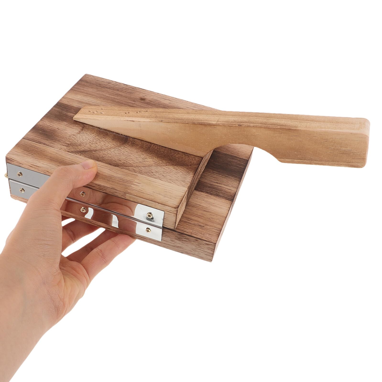 Uonlytech Pressa per Ravioli in Acciaio Inox e Legno Utensile Manuale per Pasta di Gnocchi e Torte di Riso Stampo Pratico per Cucina Casalinga e Preparazioni Tradizionali