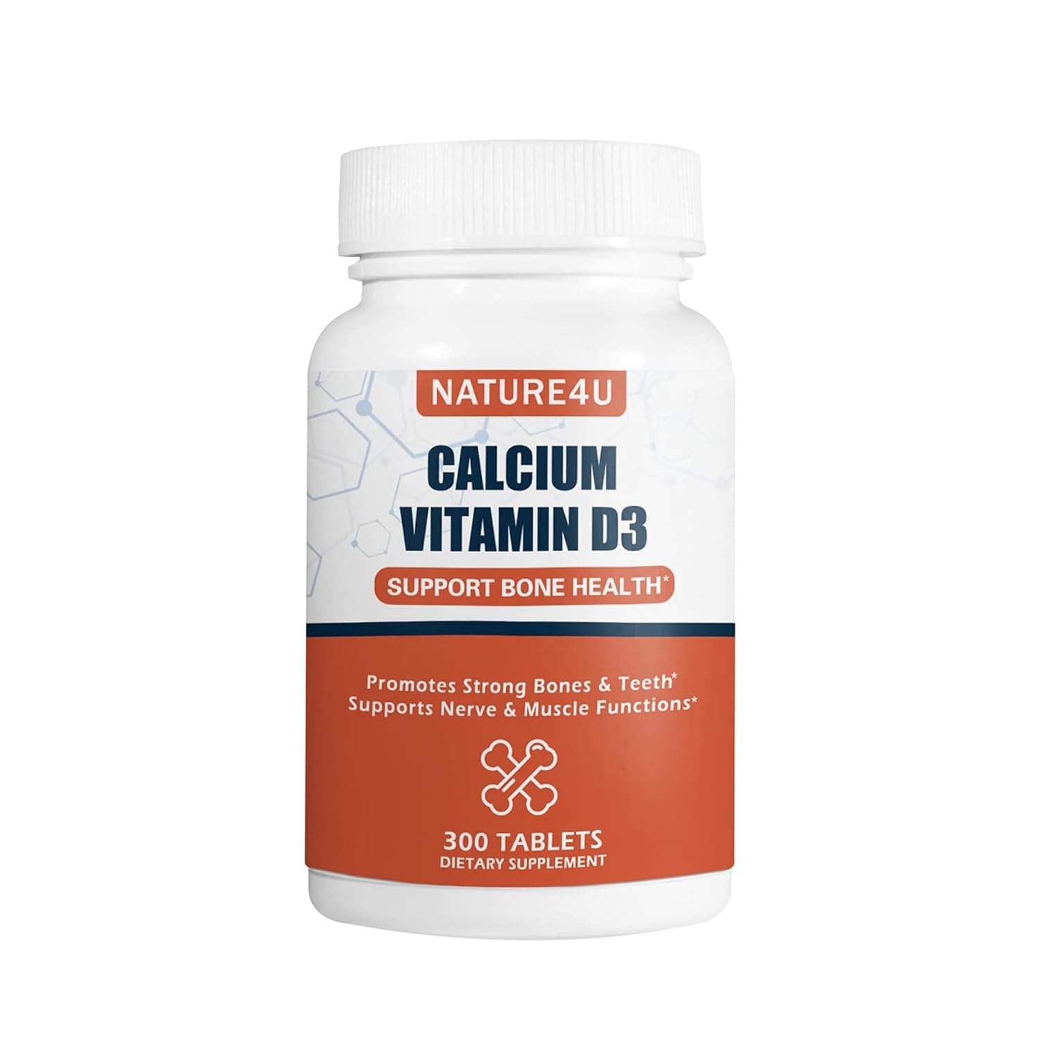 Suplemento de Cálcio 1000 mg com Vitamina D3 para Saúde Óssea - 300 Comprimidos de Nature4U