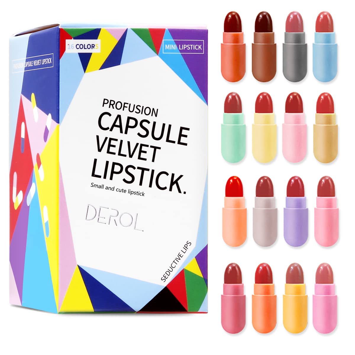 KDIRST 16 Colors Matte Capsule Lipstick Set Long Lasting Matte Velvety Lipstick High Pigmented Smooth Soft Nude Red Color Lip Stick Gift Set for Women and Girl Lip Beauty Cosmetics Makeup