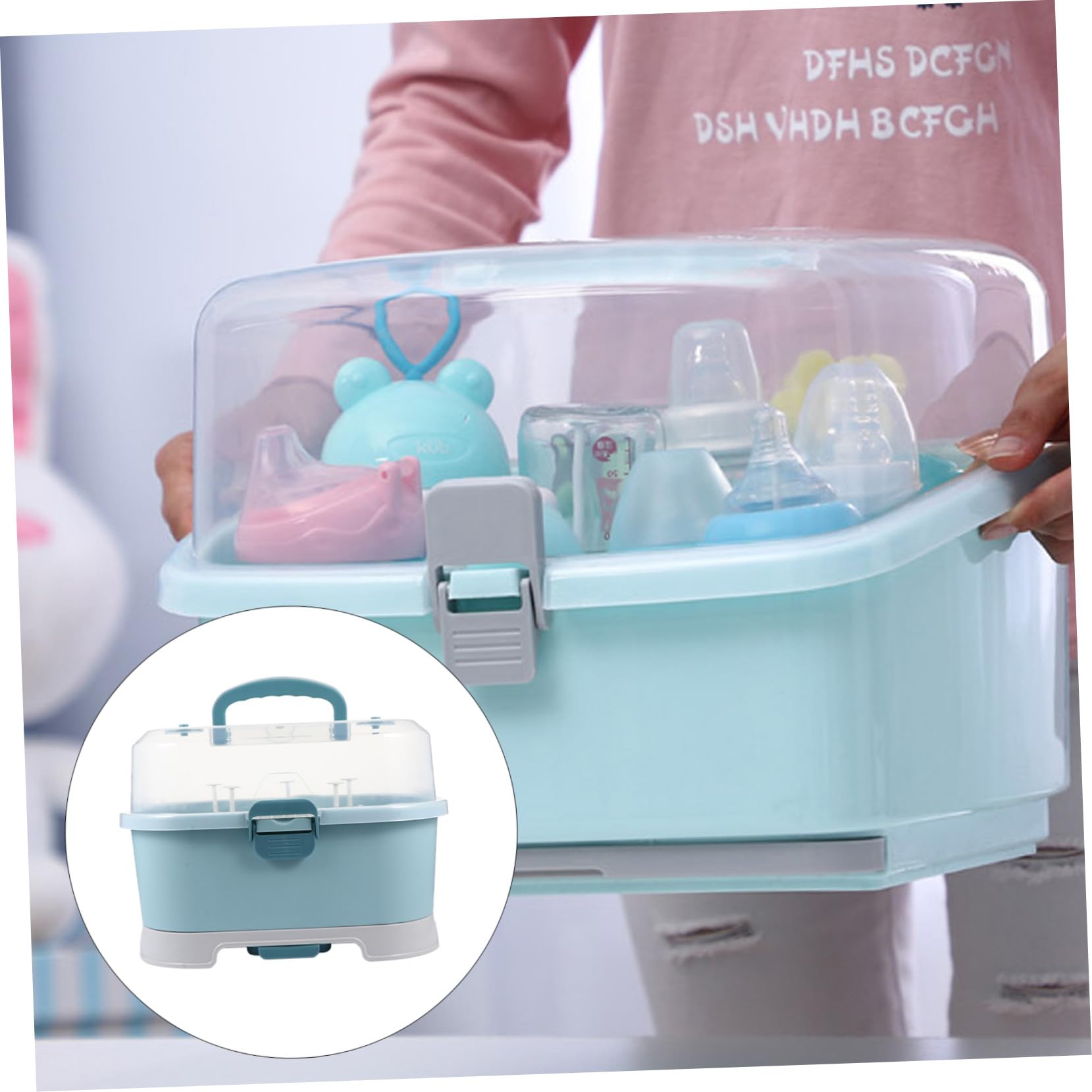 Große Milchflaschenbehälter Aufbewahrungsbox für Babyartikel Blau Pp | 1 Stück, Tragbar für Reise und Zuhause, Geeignet für Spielzeug und Milchflaschen