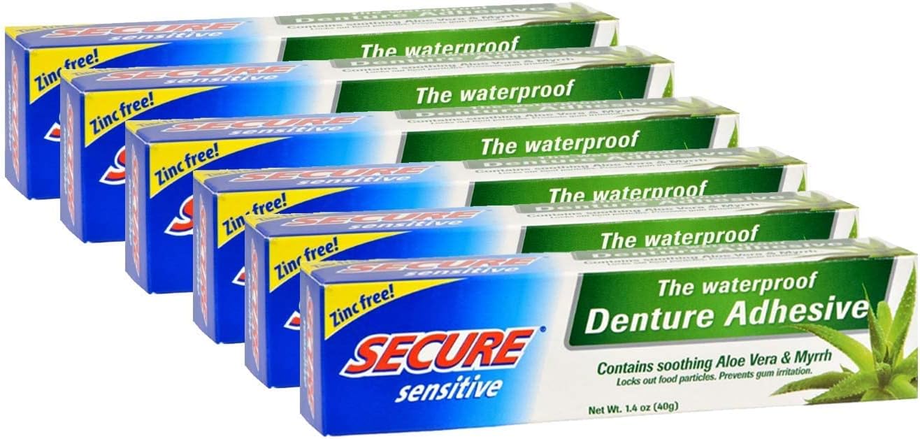 Bioforce A.Vogel Secure Sensitive Waterproof Denture Adhesive, Zinc Free, 1.4 Oz ( Pack of 6
