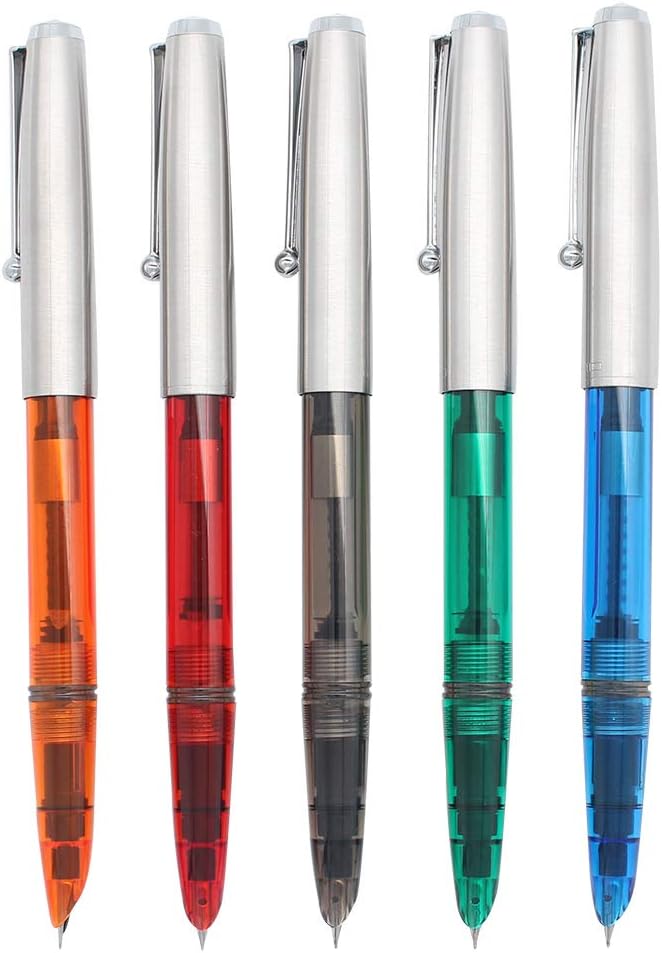 SIPLIV Set of 5 Jinhao 51A Stainless Steel Cap Transparent Pen Fountain Pen Set Stationery School Office Supplies Stationery Gift - Image 3