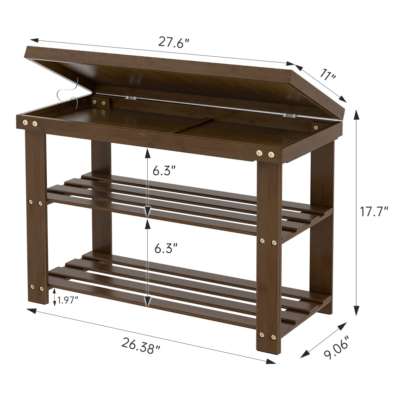 Amazon.com: Zhuoyue Bamboo Shoe Rack Bench with Storage Shelf for