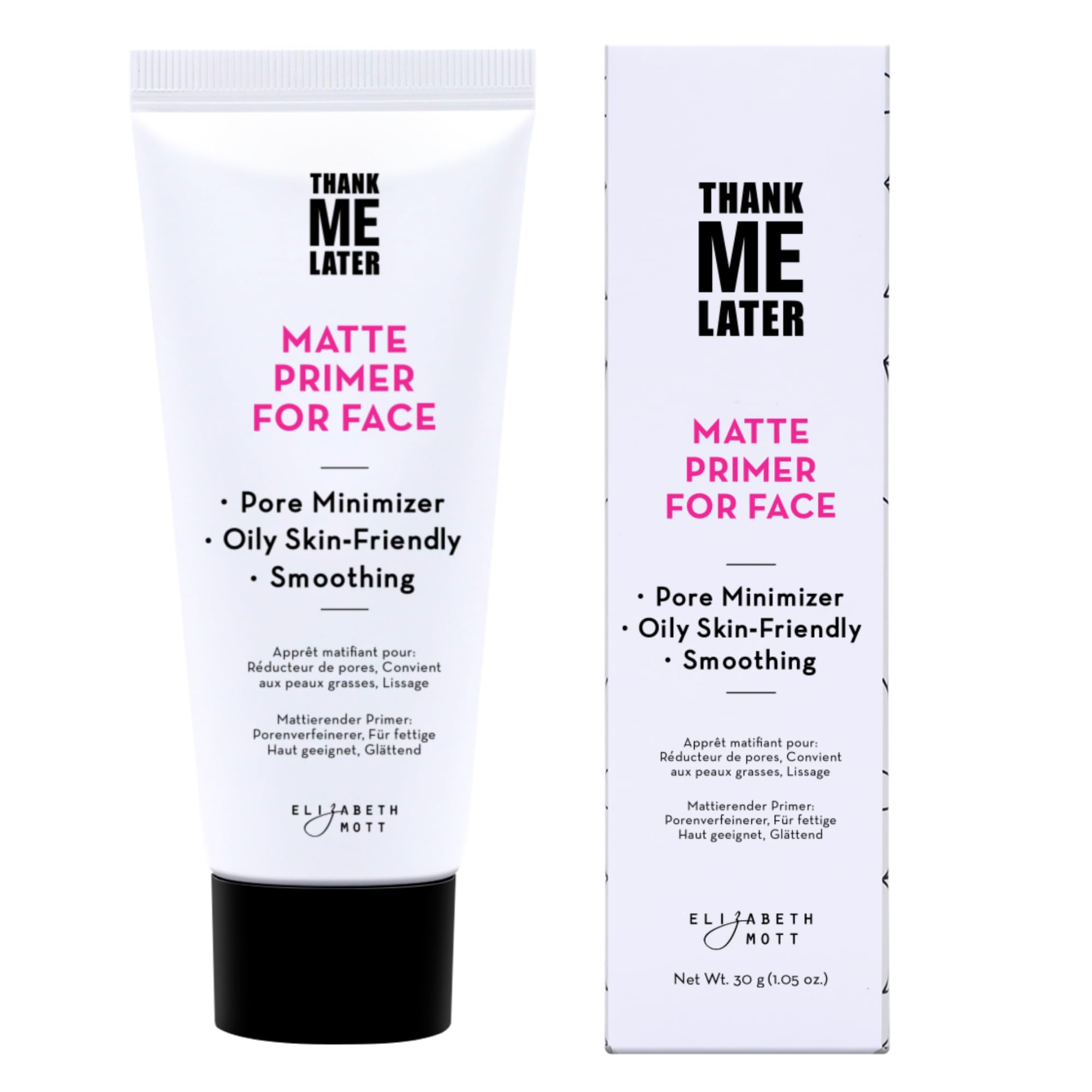 Elizabeth MottThank Me Later Face Primer - Mattifying Makeup Base Primer for Shine and Oil Control - Pore Minimizer, Smooths Wrinkles and Fine Lines – Long-Lasting Makeup Gripping Formula, 30g
