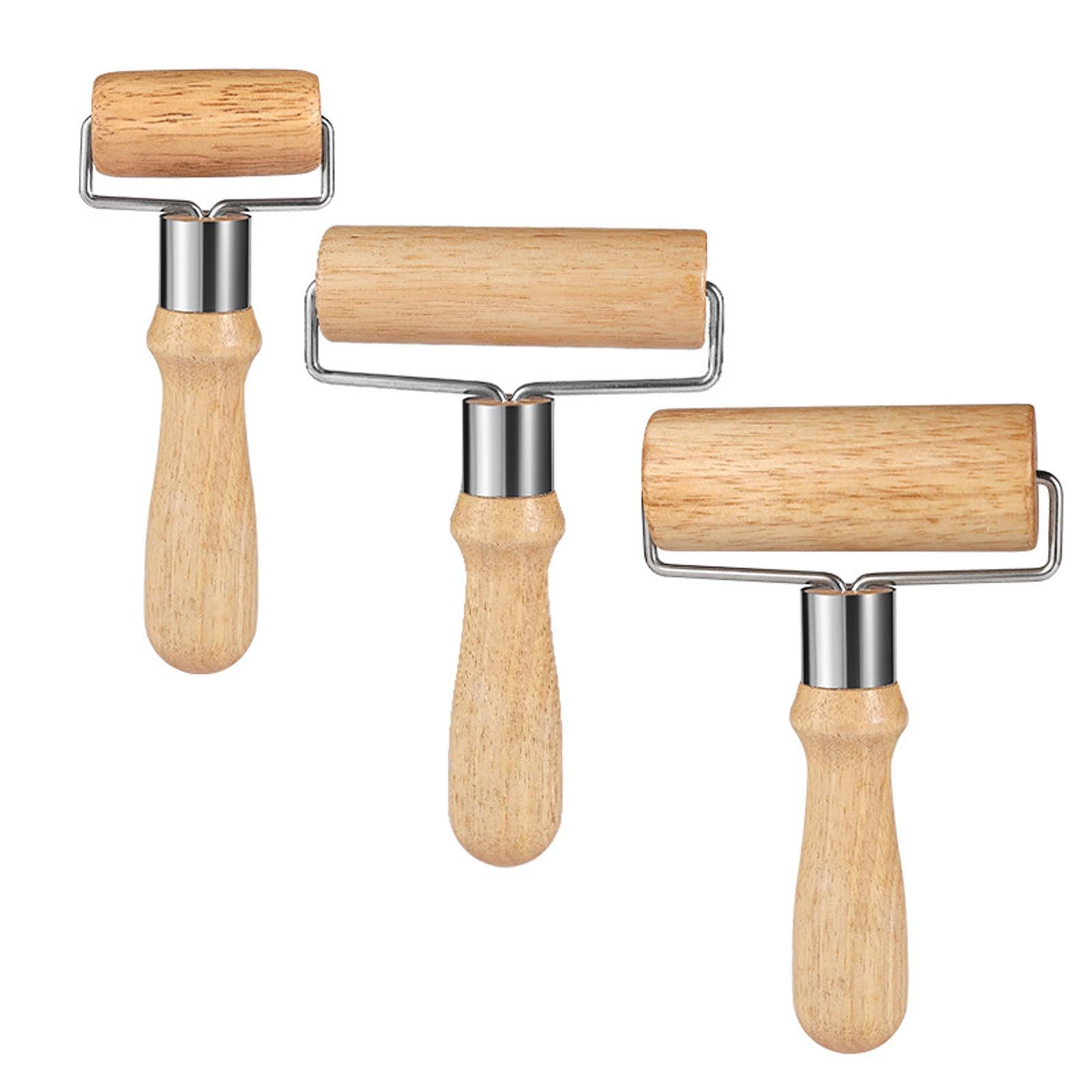 Rodillo Manual para con Mango Ergonómico Roller de Acero Inoxidable y Madera Herramienta Antiadherente para Fondant Accesorio de Cocina Adecuado, 4 Piezas