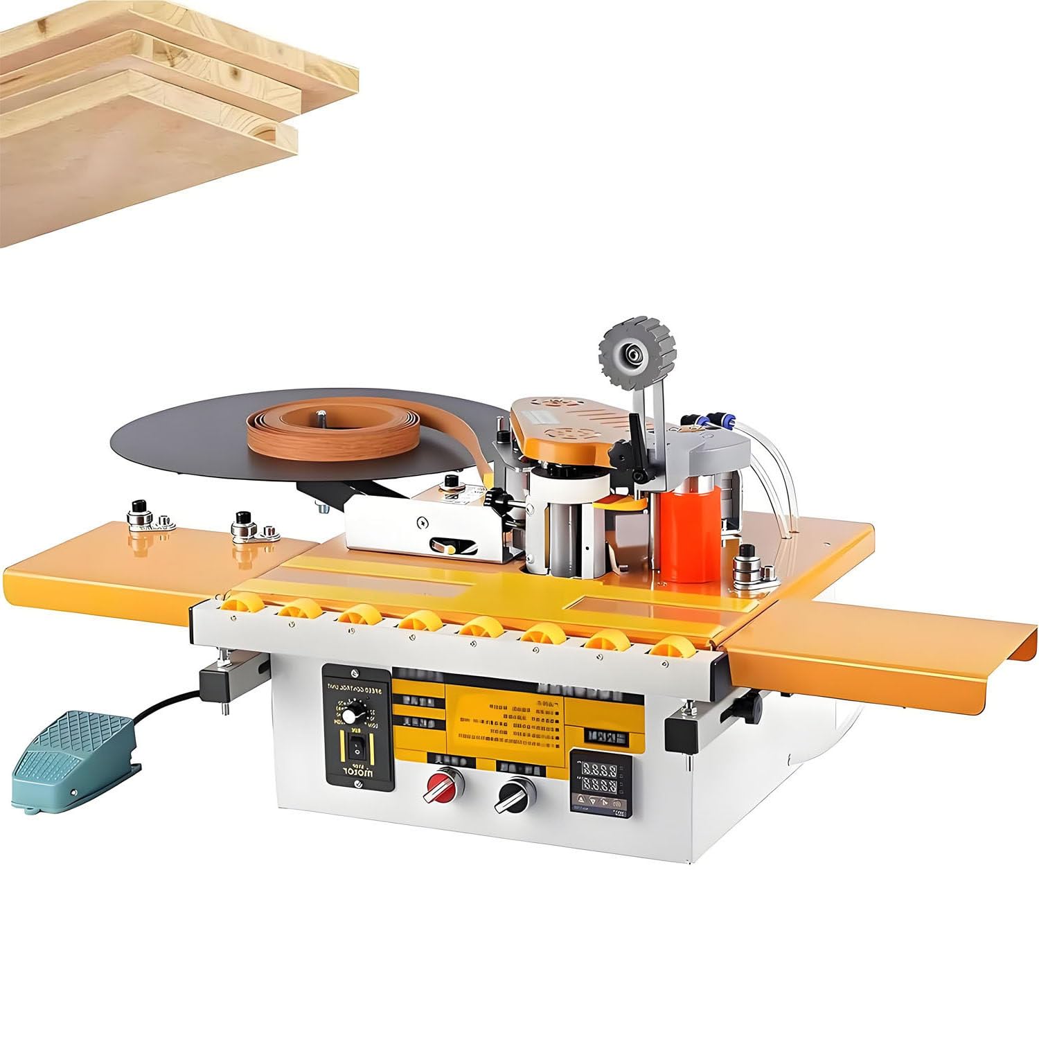 Portable Edge Bander, Dual Curve/Straight, Auto Cut & 2-Side Glue 110V