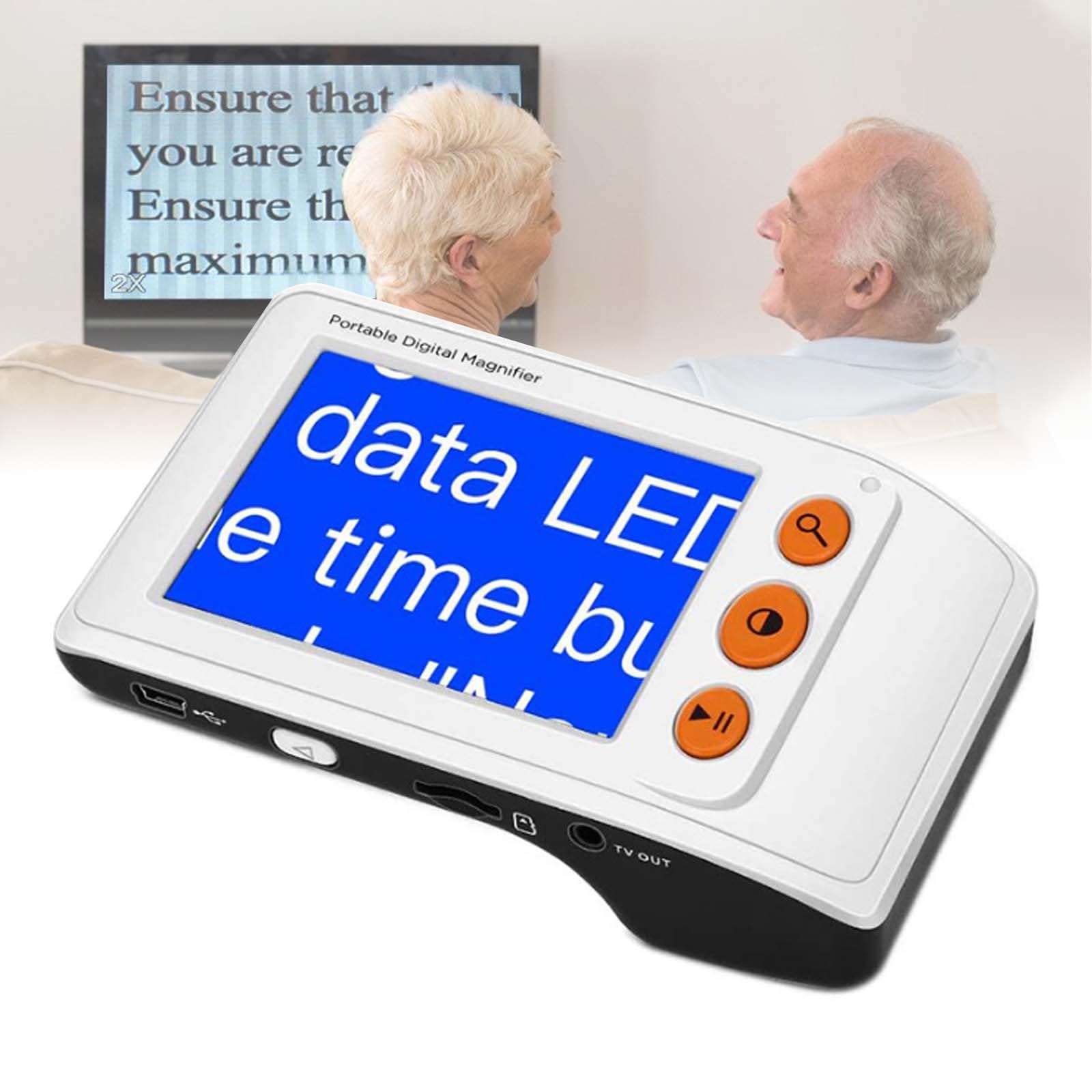 Electronic Reading Aid (2X-25X), Digital Magnifying Glass (3.5 Inch), Screen Freeze + 8 Color Pattern, Connect TV/Computer, Expandable Memory 32GB, for Low Vision,White