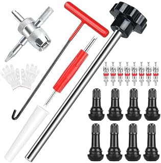 Tire Valve Stem Core Quickly Replacement Tool Kit,Change Tire Valve Tool Kit,Valve Core Installation Push Rod Tool, Plastic Conical Positioning Tube