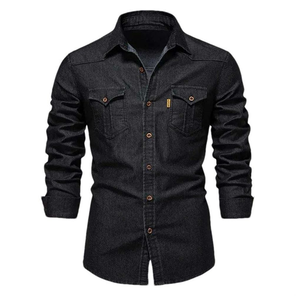Chemise denim en coton extensible de qualité supérieure style décontracté