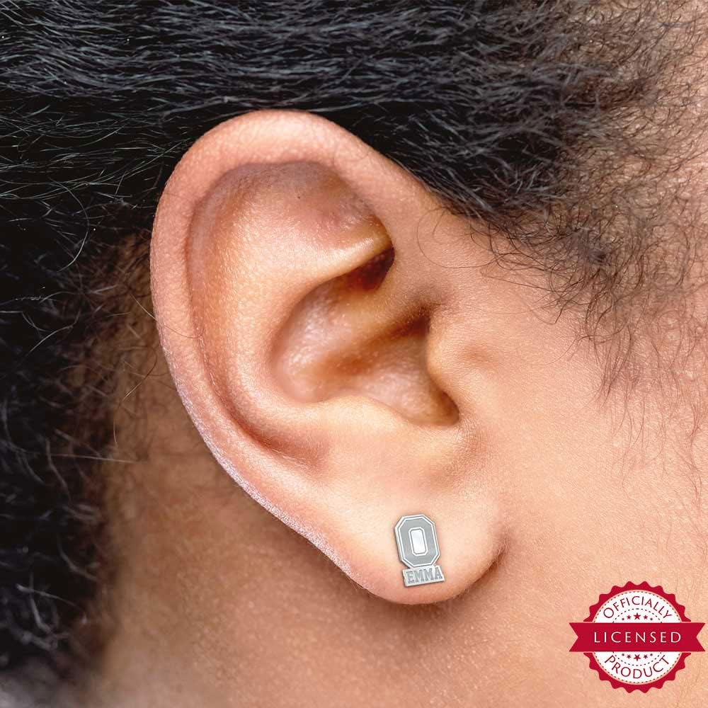 PicturesOnGold.com Officially Licensed Personalized Pair of Ohio State O Logo with Name Earrings