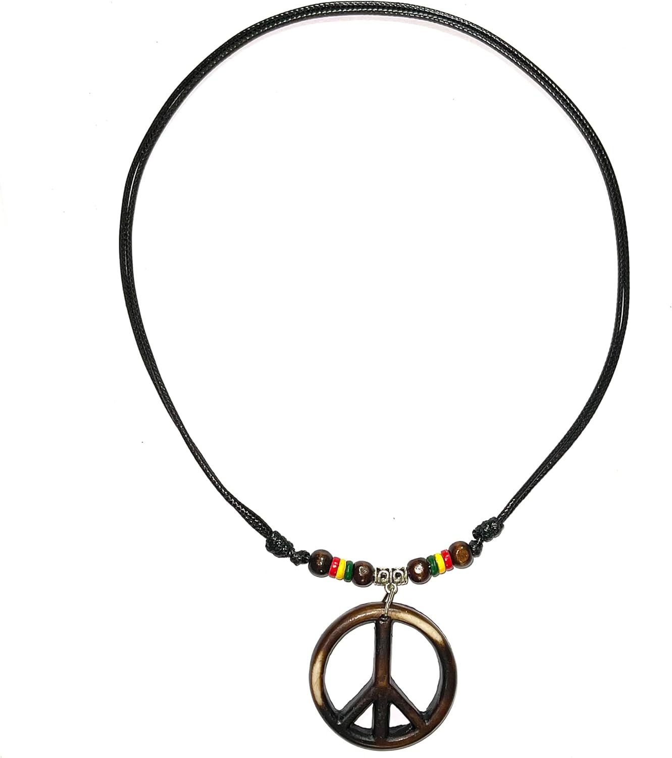 LAVIP Leather Peace Symbol Necklace - Peace Sign Pendant Rasta Hippie Hemp Hawaiian - Image 5