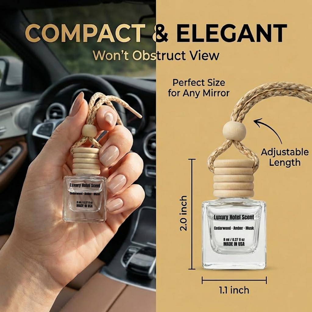 Air Jungles Hanging Car Air Freshener Diffuser 3 Count, Luxury Hotel Scent with Cedarwood Amber and Musk Notes, Natural Essential Oil, Long Lasting Odor Eliminator, Made In USA