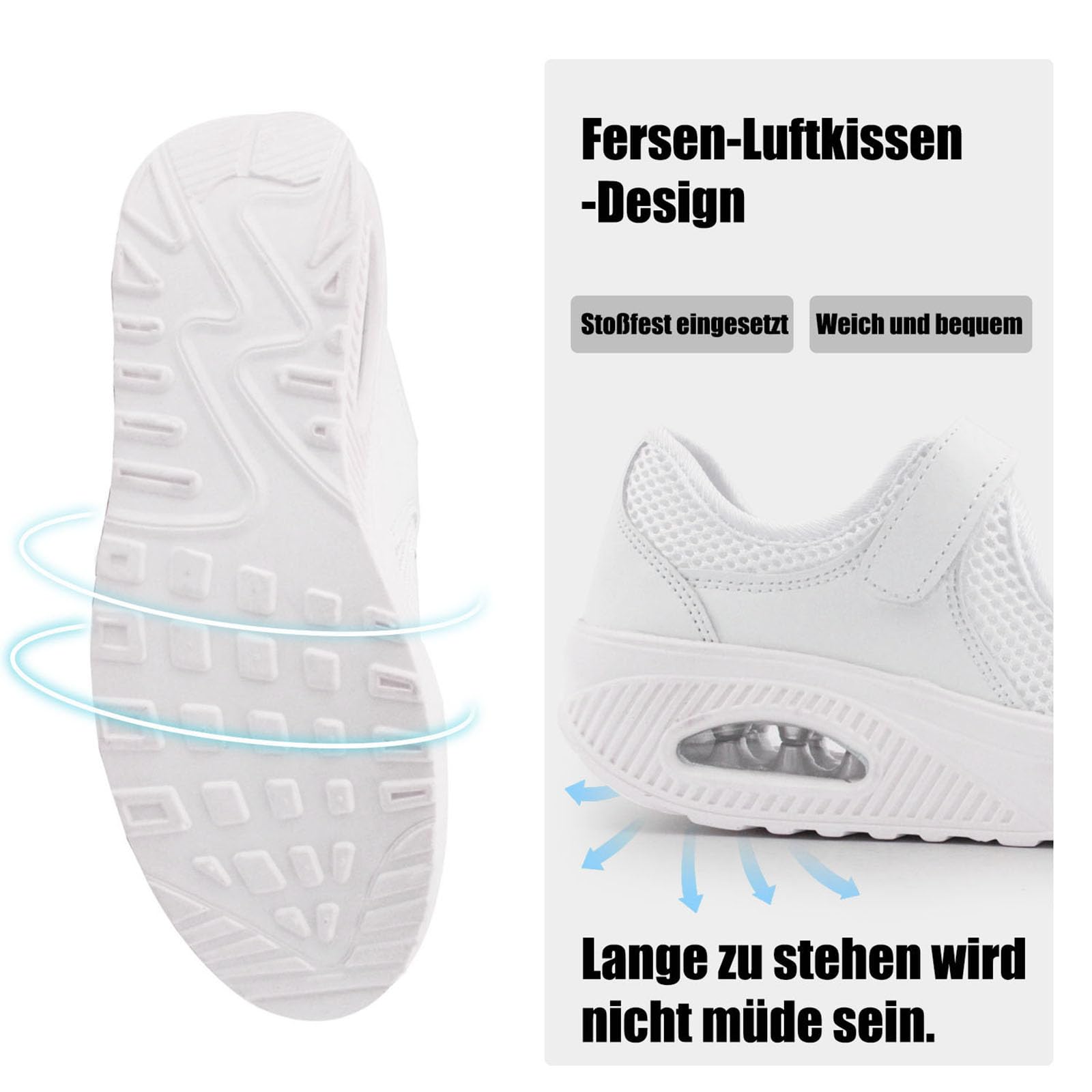 Git-up Damen Walking Schuhe mit Klettverschluss Atmungsaktives Vermascht Krankenschwester Schuhe Leichtes Memory Schaum Luftkissen Sneaker