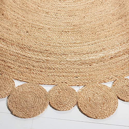 Image of Home Handwoven Jute Round Rug, Natural Fibres, Braided Reversible Carpet for Bedroom Living Room Dining Room (Round 120CM)