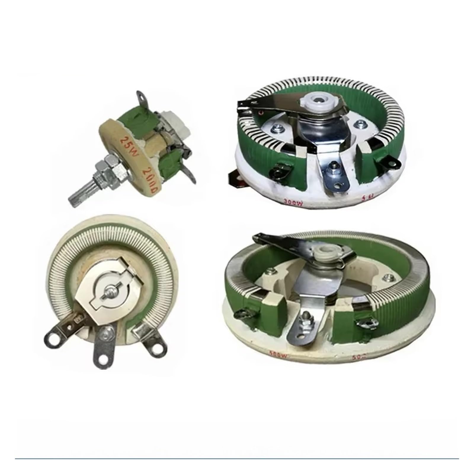 resistore regolabile con reostato ceramica BC1 Resistore a disco circolare 25W 50W 100W 200W 300W 3 5 100K Potenziometro regolabile Reostato a filo avvolto Rotary variabile(25W 500 Ohm 44X40mm)