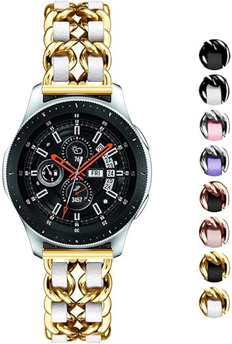 Correas compatibles con Galaxy Watch de 1.811in, correa de cadena de metal de acero inoxidable de 0.866in, repuesto para Samsung Gear S3
