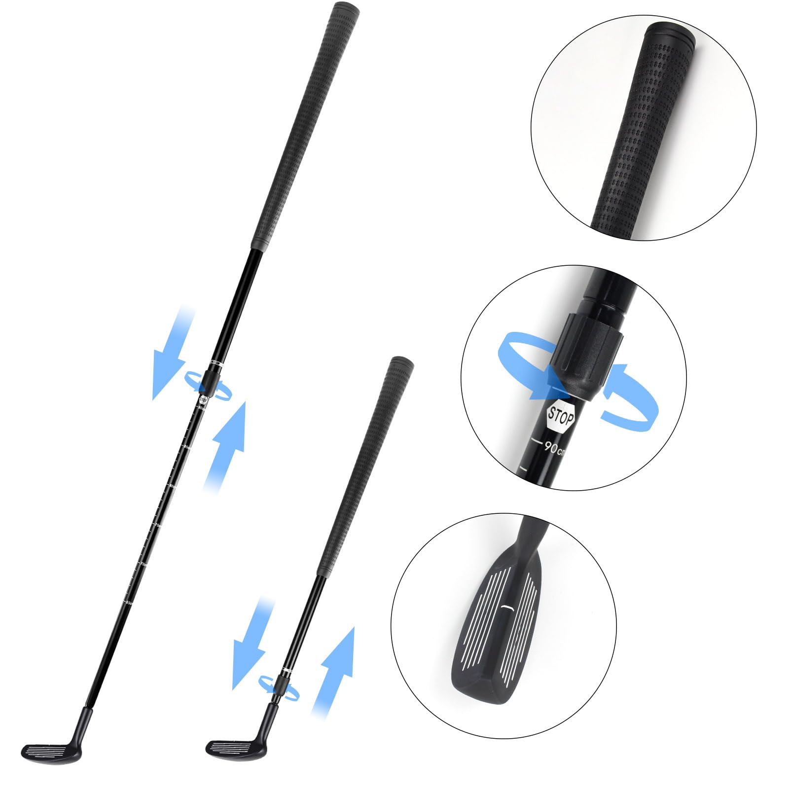 KOFULL Golf Chipper Golf Club Double Sided Adjustable Golf Chipper Telescopic Golf Club for Men Women Child