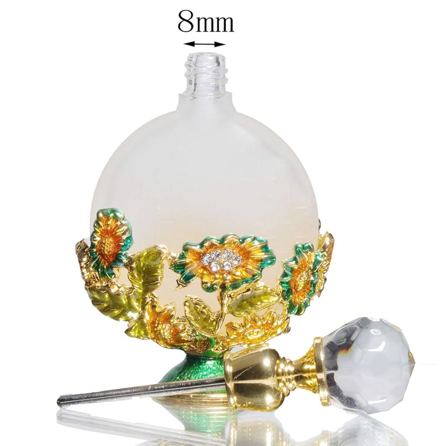 可憐なオールドサンルイ【ローリエ】金彩エナメル彩クリスタル香水瓶 Mサイズ★美品 可憐なオールドサンルイ【ローリエ】金彩エナメル彩クリスタル