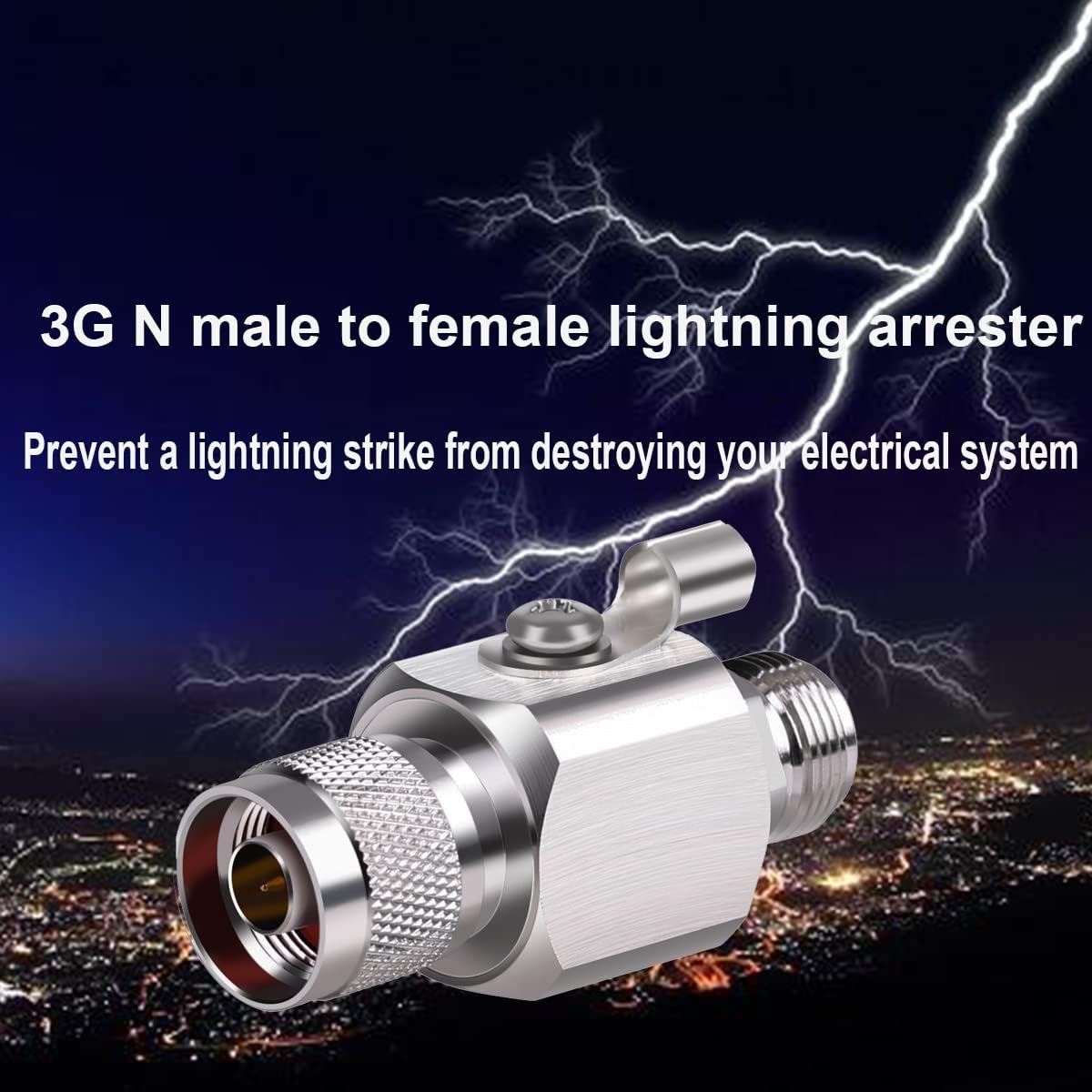Lightning Surge Protector Square N Male to Female 50 Ohm 0-3GHz with 90V Gas Tube Lightning Arrestor