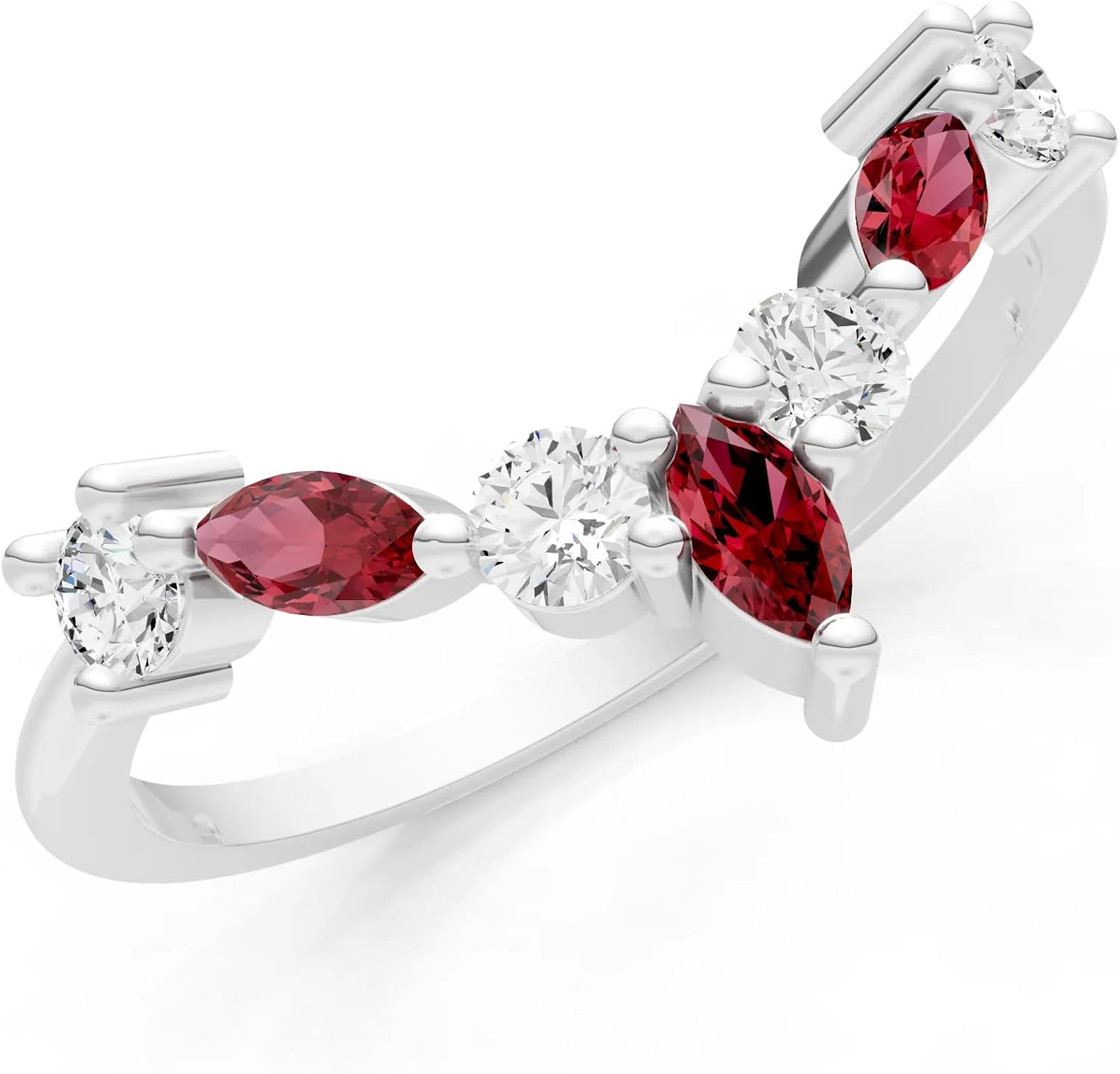 PEORA Marquise Cut Garnet Stackable Band Available in Solid 10K, 14K or 18K Ring – White, Yellow or Rose Gold