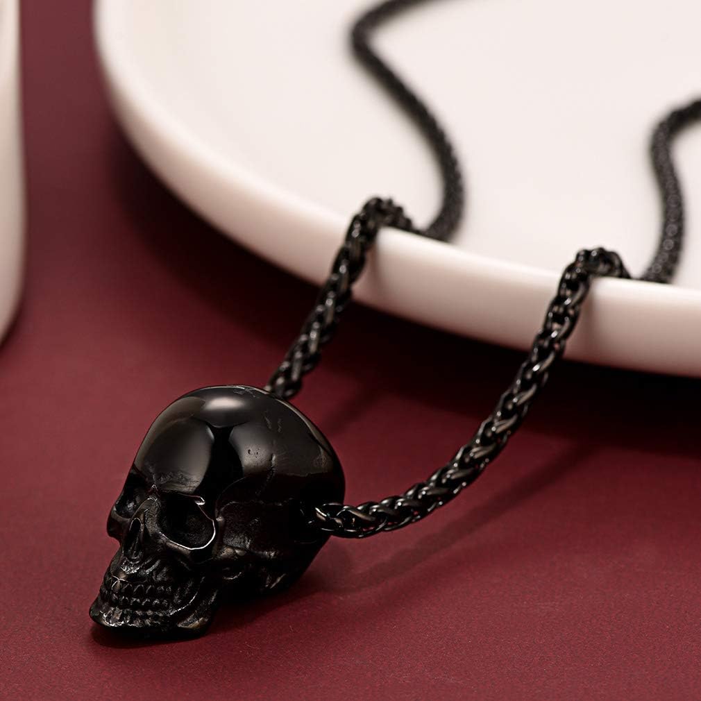 FaithHeart Skull Necklace, Punk Skeleton Pendant, Stainless Steel Cool Gothic Skull Jewelry Customizable with Gift Packaging - Image 9