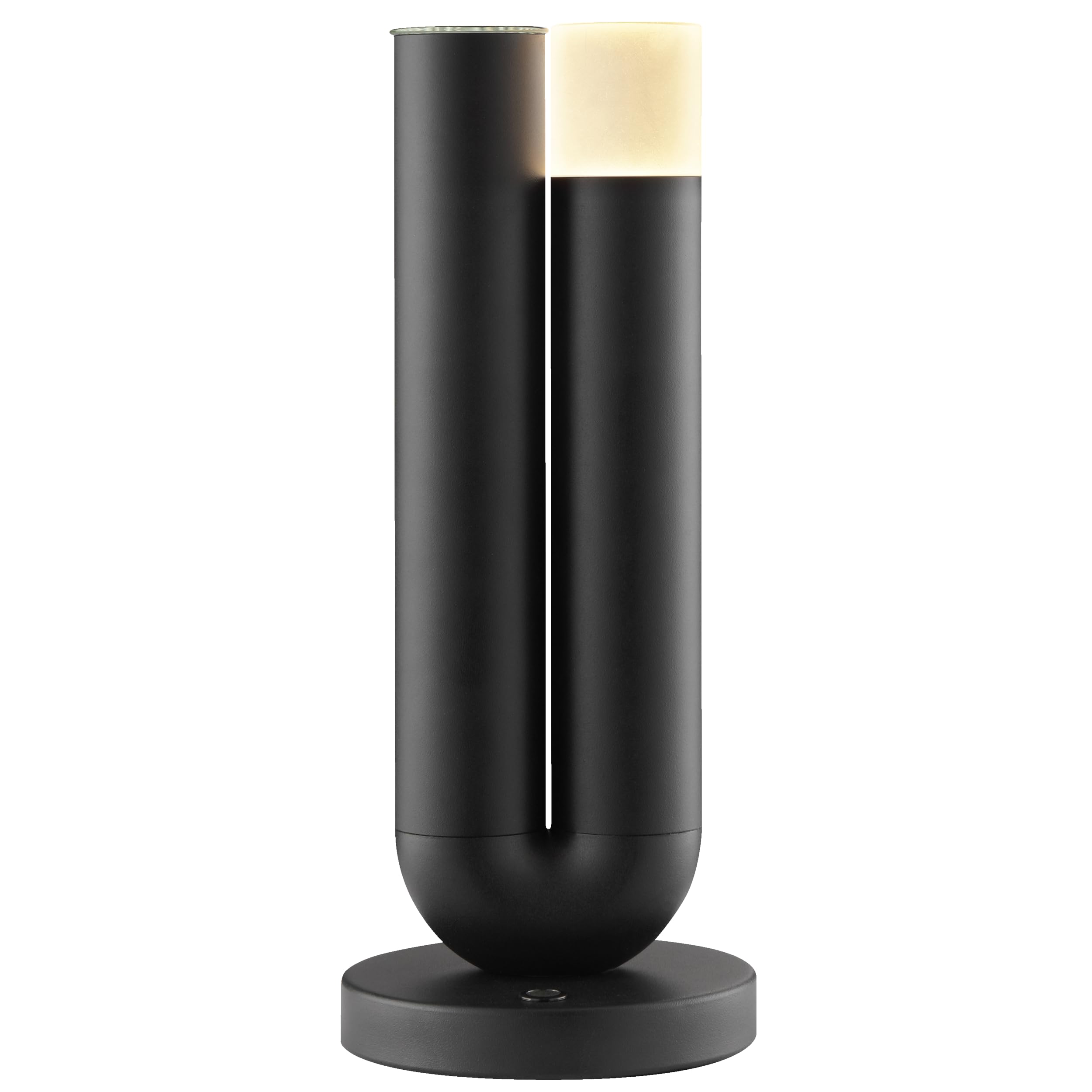 Lightbox LED Tischleuchte mit integrierter Vase, 250 lm, 2700 K, Höhe 27 cm, 3 Stufen dimmbar, Akkubetrieb, induktiv und per USB ladbar, Aluminium Acryl, schwarz, für Wohnzimmer, Balkon, Terrasse