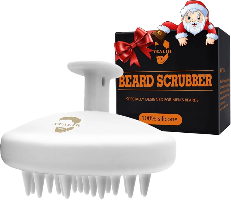 Silicone Beard Scrubber, Deep Clean & Exfoliate, Mens Beard Brush, Grey | Boosts Beard Shampoo Effect, Relieves Itch & Dandruff, Supports Healthy Beard Growth, Durable & Easy to Clean