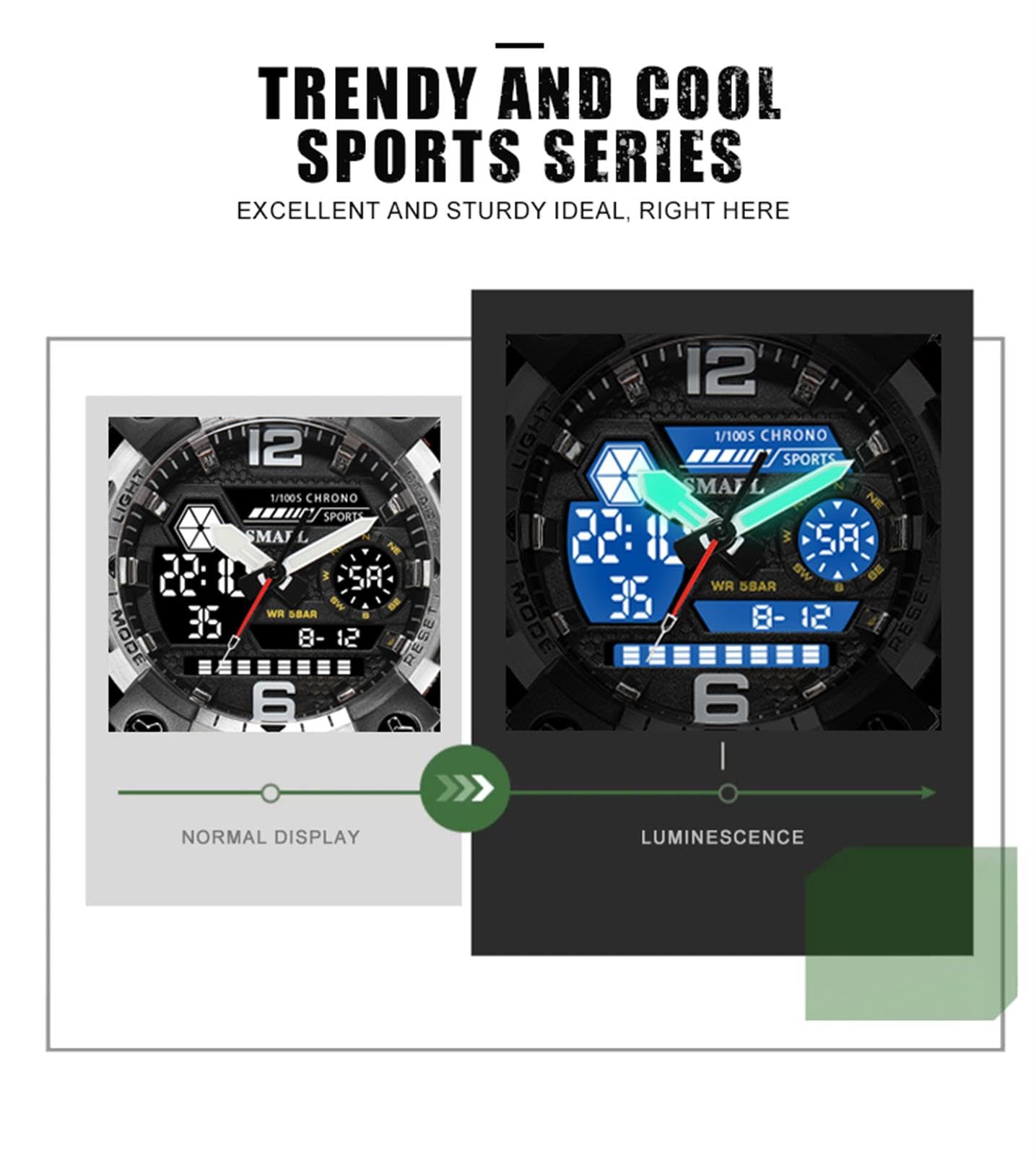 Montre Homme Numérique Analogique Sport Grand Visage Montres Homme Militaire Chronomètre 50M Etanche Multifonctionnel Montre