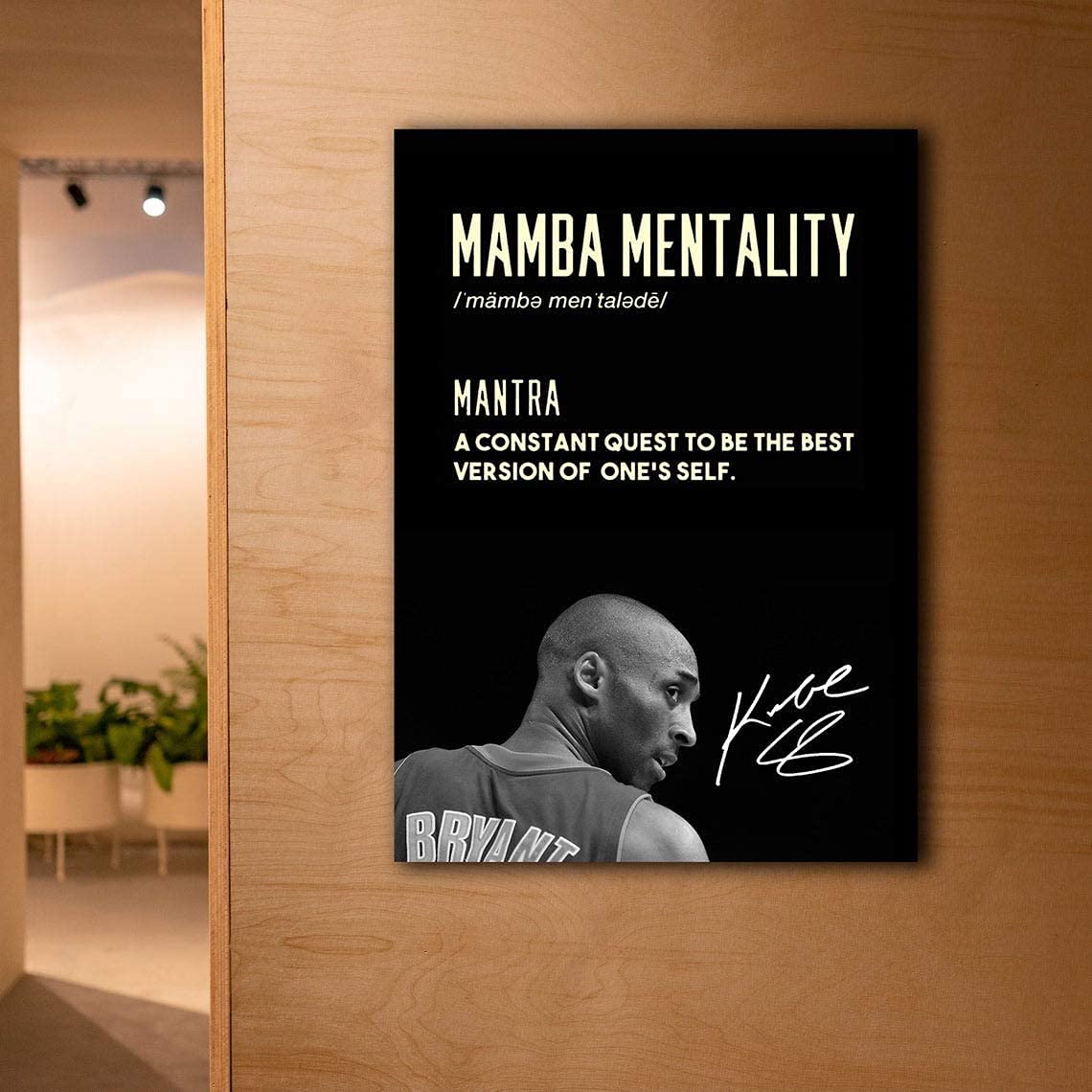 Canvas CANVAGIFTS Kobe Bryant Motivation Quote with Kobe Sign Portrait Wall Art | Mamba Mentality | Basketball Wall Art | Kobe Bryant Poster Stretched 16 × 24 Inches