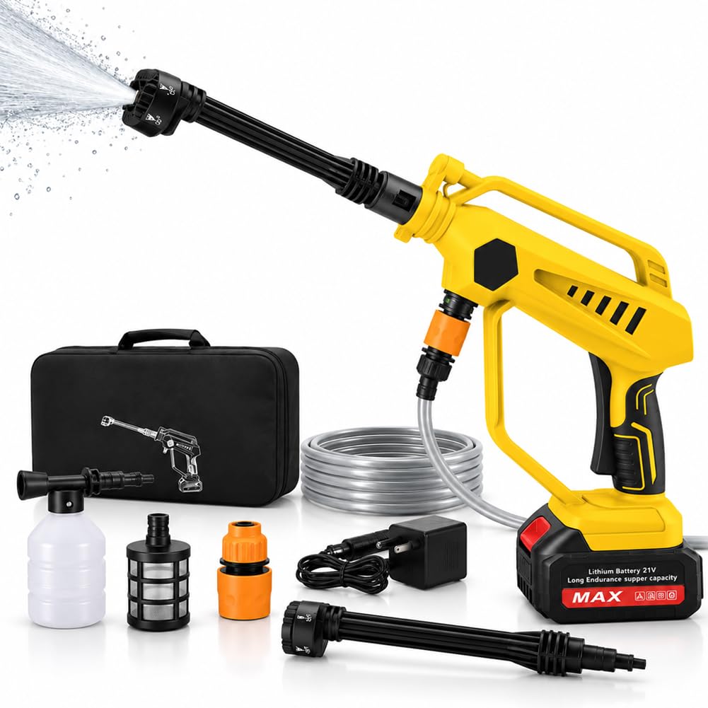BAKAJI Idropulitrice Professionale ad Alta Pressione Potenza 350W 30 Bar con Borsa di Trasporto e Tantissimi Accessori, 3 Velocità Selezionabili, Ideale per Pulire Moto, Auto, Giardino, Balcone